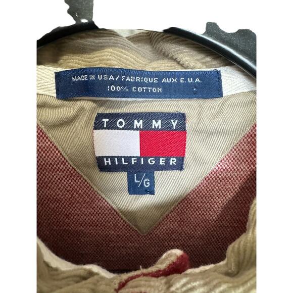 Tommy Hilfiger Vintage Red Plaid Polo Long Sleeve Size Large - Picture 6 of 8